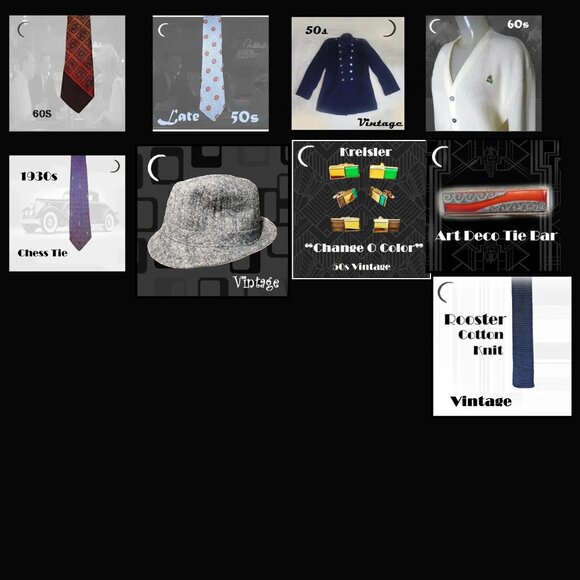 Mens Vintage Skinny Square Tie Navy Blue Cotton Knit by Rooster - Picture 10 of 14